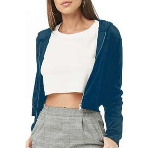 ●FOREVER 21 Cropped Zip Up Hoodie
